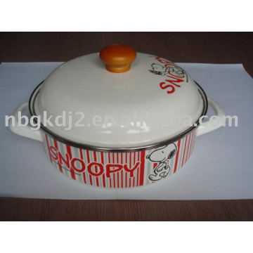 porcelain enamel cast iron pot with metal lid